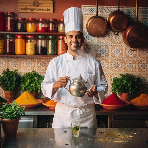 Tasse de thé à la menthe marocaine fumante avec des feuilles de menthe fraîche.