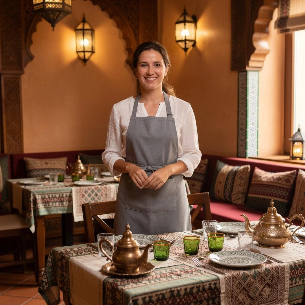 Thé vert à la menthe servi dans une traditionnelle théière en métal, décorée.