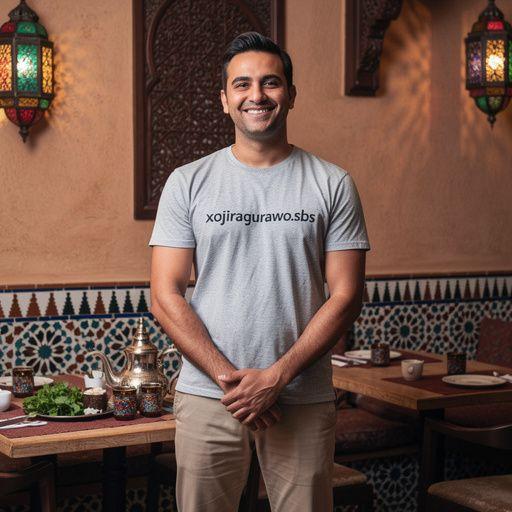 Table basse magnifiquement dressée avec des sucreries et des tasses de thé à la menthe.